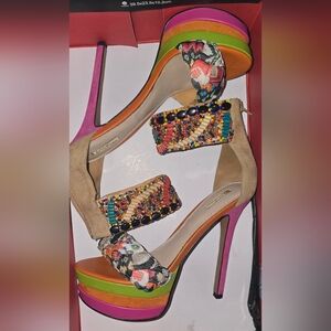 Wild Pair Multicolor Embellished Heels